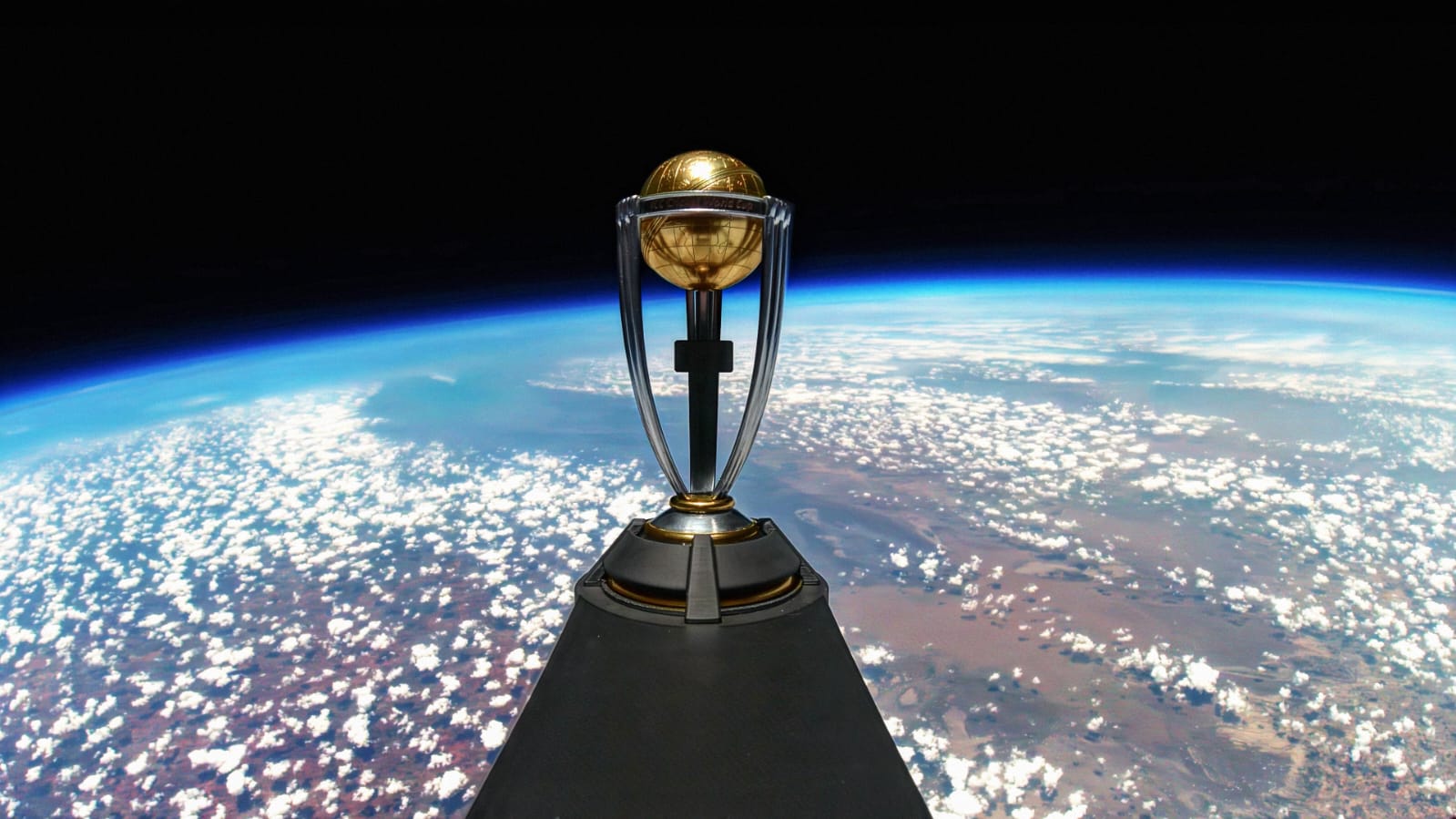 ICC Men's Cricket World Cup 2023 trophy tour launched in Space, becomes the first trophy to travel space. 